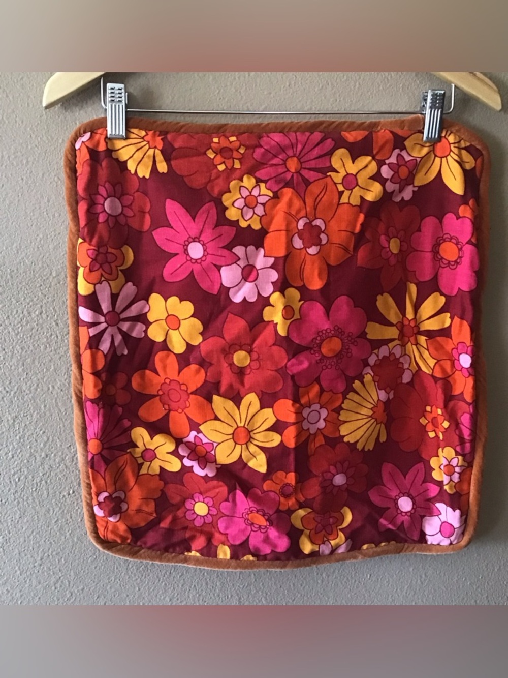 Vintage Retro Flower Power Accent Pillow Cover (16”x16”)